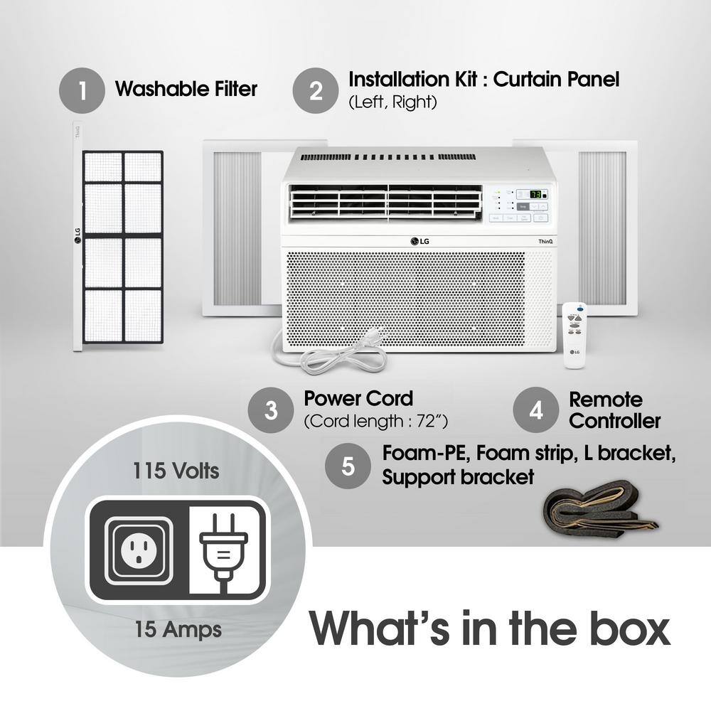 LG LW1523ERSM 14,000 BTU 115V Window Air Conditioner Cools 700 sq. ft. with Wi-Fi, Remote, Dehumidifier and in White3