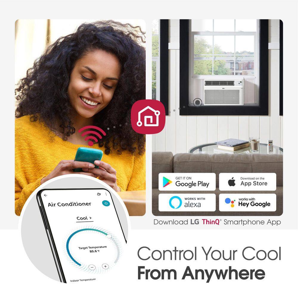 LG LW1523ERSM 14,000 BTU 115V Window Air Conditioner Cools 700 sq. ft. with Wi-Fi, Remote, Dehumidifier and in White8