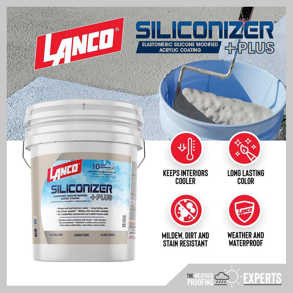 Lanco RC1069-2 Siliconizer Plus 5 Gal. Acrylic Elastomeric Tan Reflective Roof Coating1