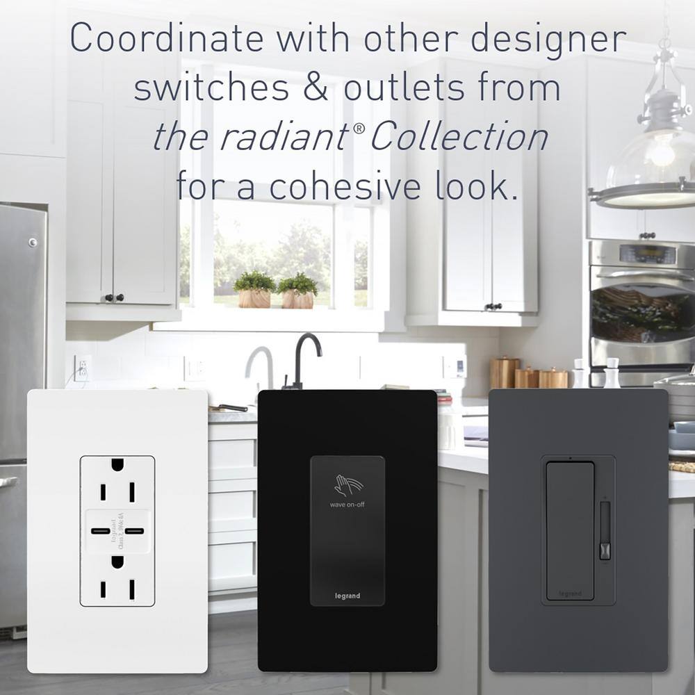 Legrand 1597TRUSBACNIC4 radiant 15 Amp 125-Volt Tamper Resistant Self-Test GFCI Duplex Outlet with Type A C USB, Nickel16