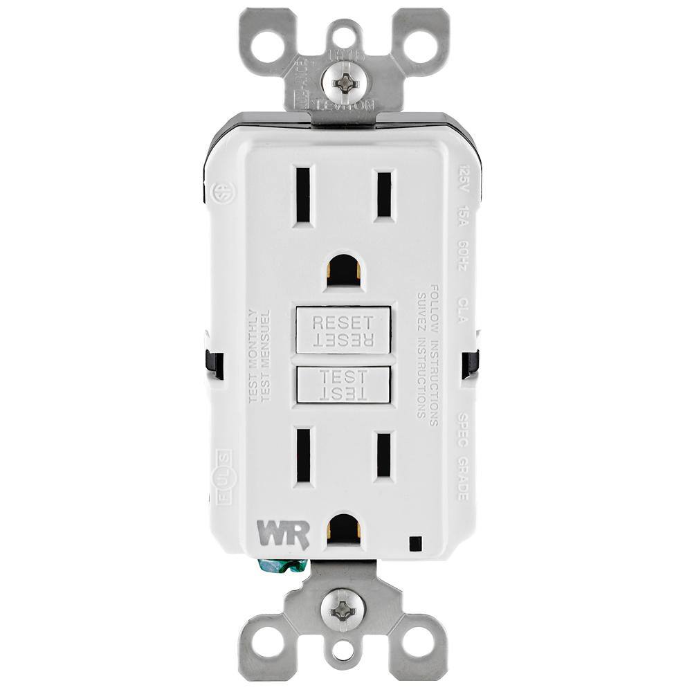 Leviton M02-GFWT1-03W 15 Amp 125-Volt Self-Test Tamper Resistant Weather Resistant GFCI Duplex Outlet, White (3-Pack) Leviton M02-GFWT1-03W 15 Amp 125-Volt Self-Test Tamper Resistant/Weather Resistant GFCI Duplex Outlet, White (3-Pack)