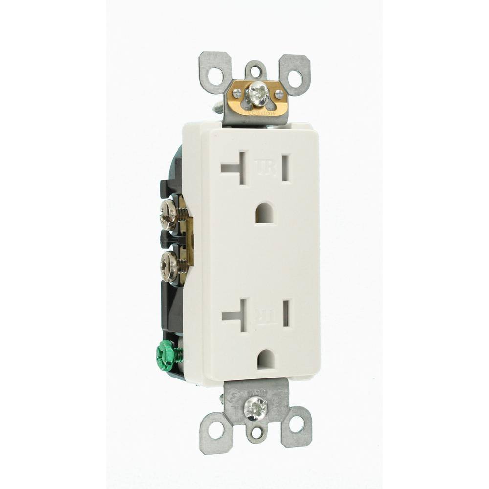 Leviton M02-T5825-WMP Decora 20 Amp 125 V Tamper Resistant Duplex Outlet Receptacle, White (10-Pack)2