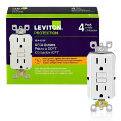 Leviton M42-GFNT1-04W 15 Amp 125-Volt Duplex Self-Test Slim GFCI Outlet, White (4-Pack)