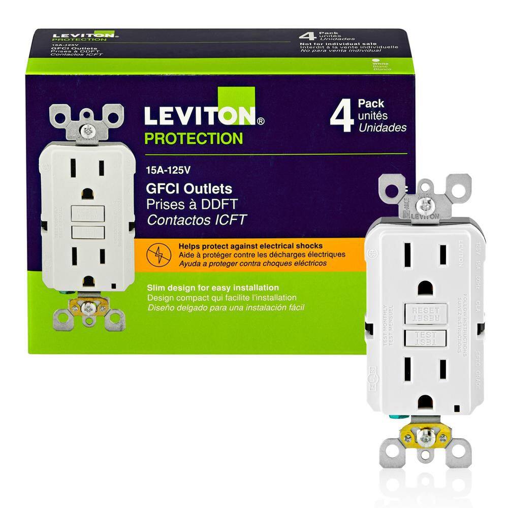 Leviton M42-GFNT1-04W 15 Amp 125-Volt Duplex Self-Test Slim GFCI Outlet, White (4-Pack) Leviton M42-GFNT1-04W 15 Amp 125-Volt Duplex Self-Test Slim GFCI Outlet, White (4-Pack)