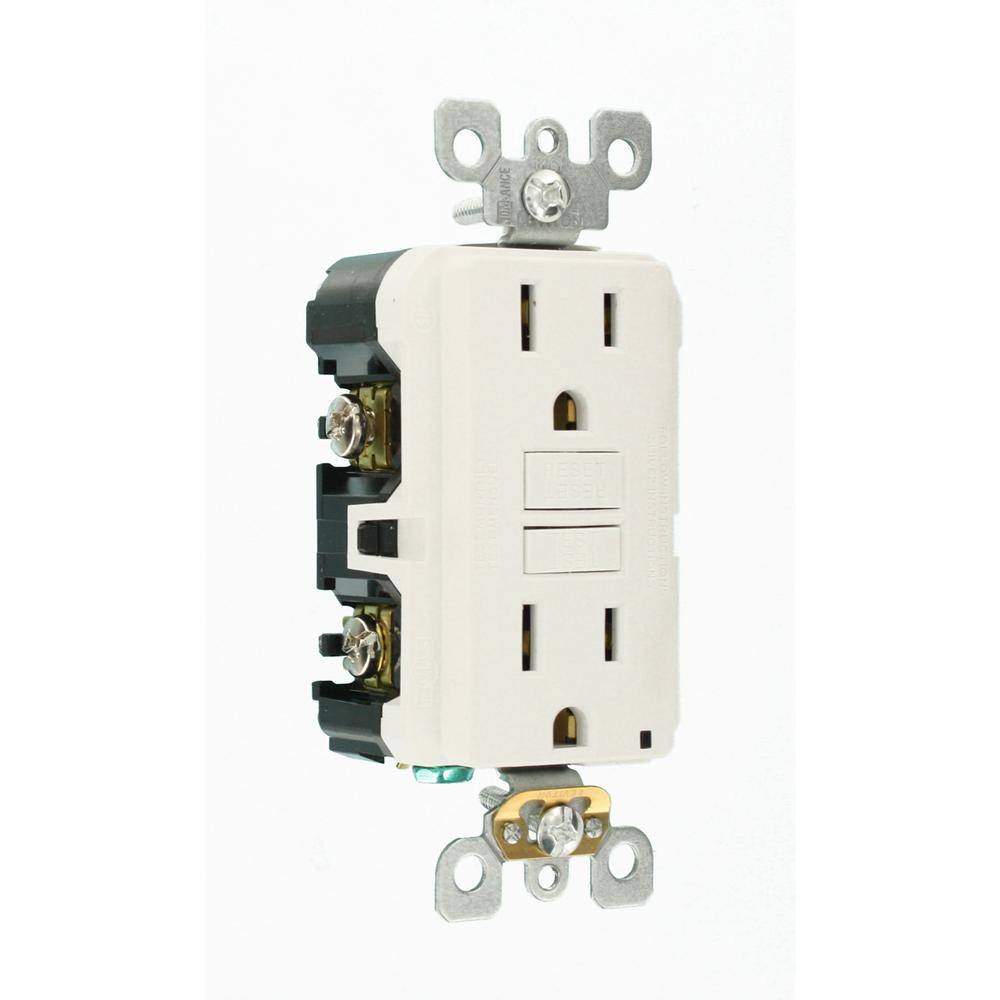Leviton M42-GFNT1-04W 15 Amp 125-Volt Duplex Self-Test Slim GFCI Outlet, White (4-Pack)6