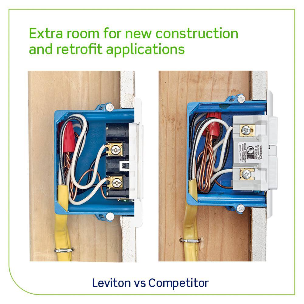 Leviton M42-GFNT1-04W 15 Amp 125-Volt Duplex Self-Test Slim GFCI Outlet, White (4-Pack)9