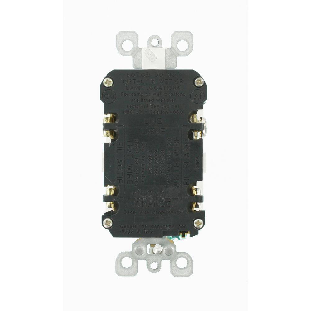 Leviton M42-GFNT2-04W 20 Amp 125-Volt Duplex Self-Test Slim GFCI Outlet, White (4-Pack) GFNT2-4W7