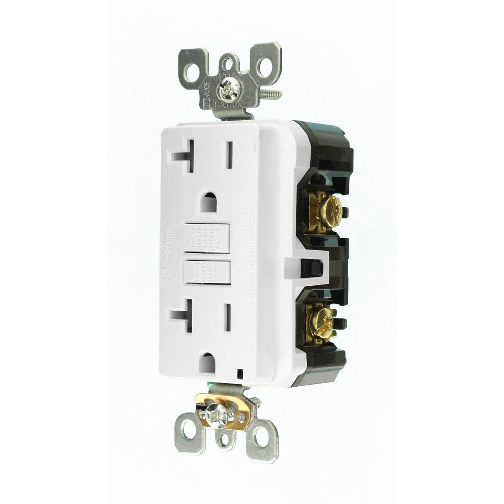 Leviton M42-GFTR2-04W 20 Amp 125-Volt Duplex SmarTest Self-Test SmartlockPro Tamper Resistant GFCI Outlet, White (4-Pack)5