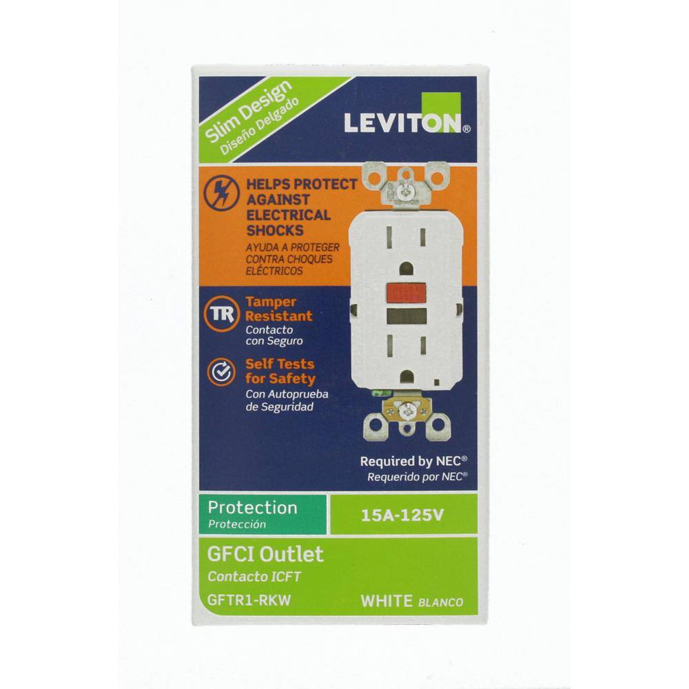 Leviton M49-GFTR1-R4W 15 Amp 125-Volt Self-Test Tamper Resistant GFCI Outlet, White (4-Pack)2