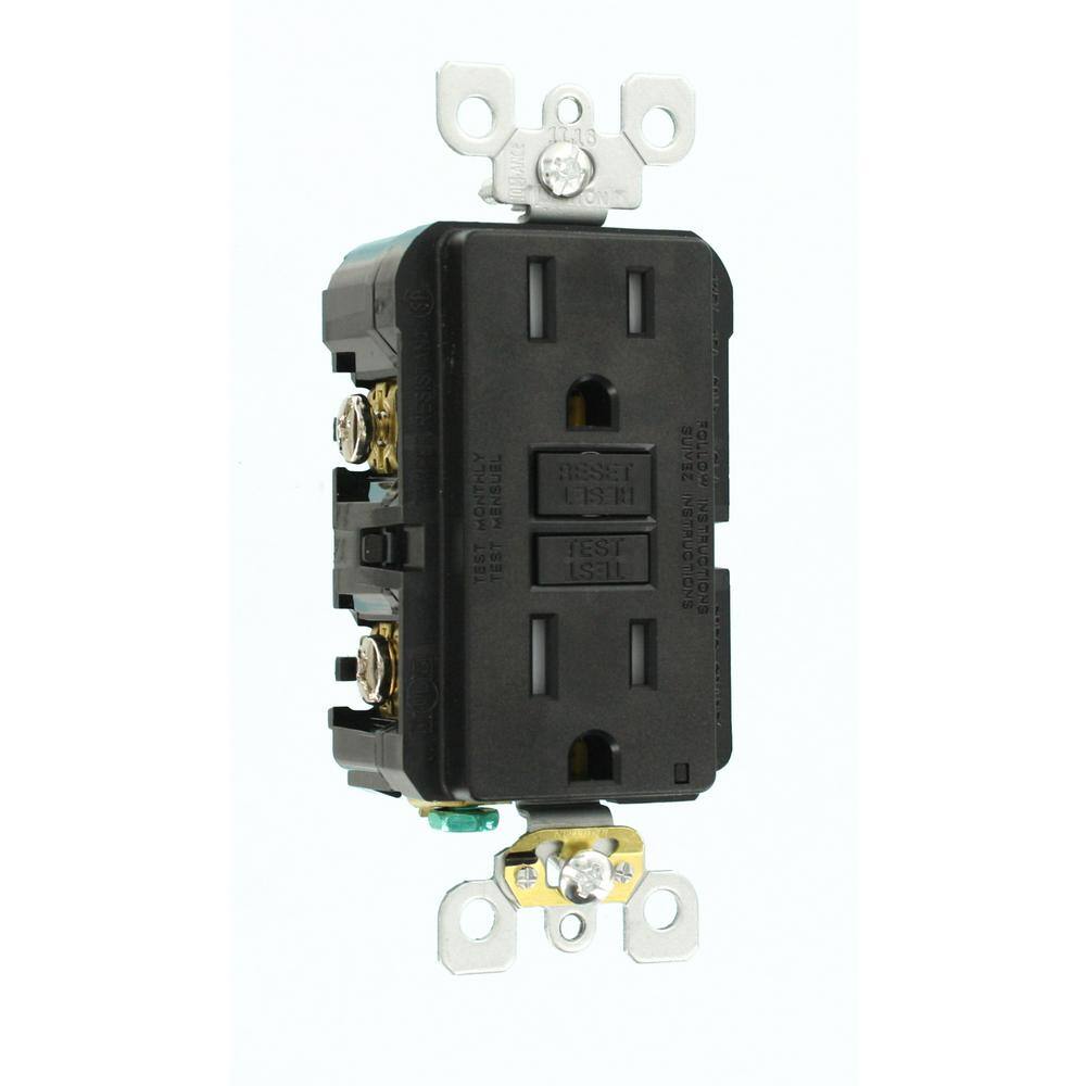 Leviton VE1-GFTR1-HE1 15 Amp 125 V Tamper Resistant Duplex Outlet Receptacle, Black (10-Pack)1