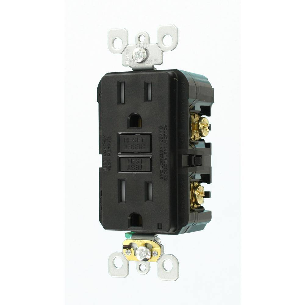 Leviton VE1-GFTR1-HE1 15 Amp 125 V Tamper Resistant Duplex Outlet Receptacle, Black (10-Pack)2