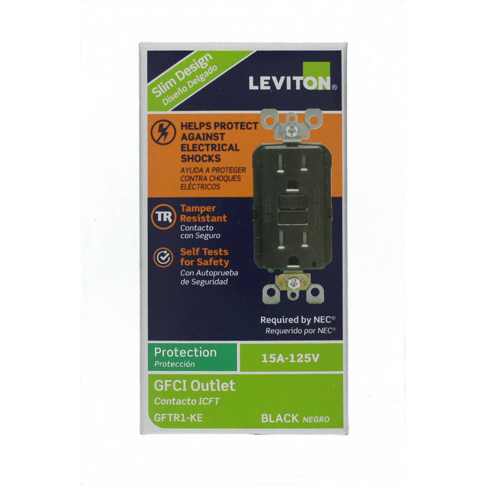 Leviton VE1-GFTR1-HE1 15 Amp 125 V Tamper Resistant Duplex Outlet Receptacle, Black (10-Pack)7