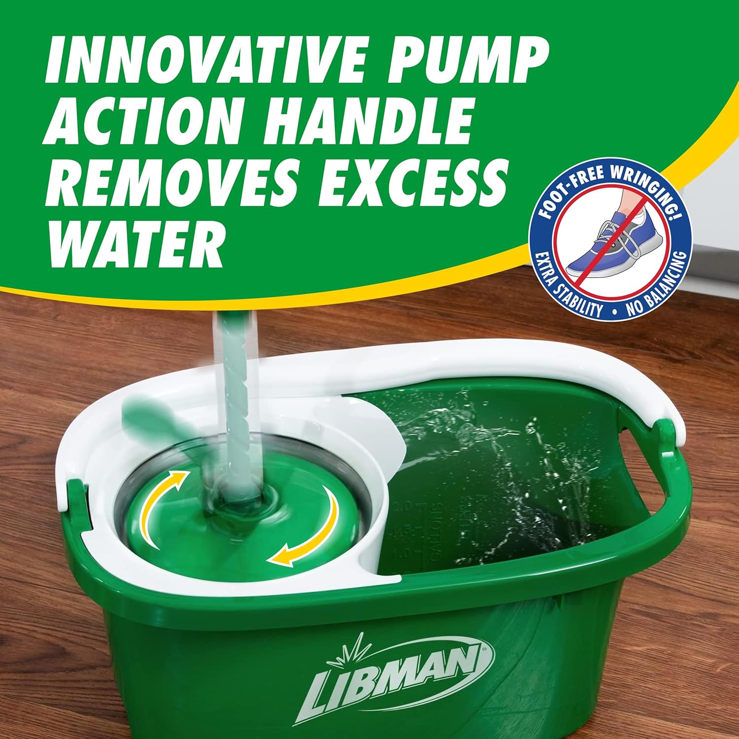 Libman Tornado Spin Mop System, Spinning Floor Mopping and Bucket with Wringer Set for Home, Hardwood, Laminate, Tile Cleaning, Includes 3 Machine Washable Replacement Head Refills (4 Total)5