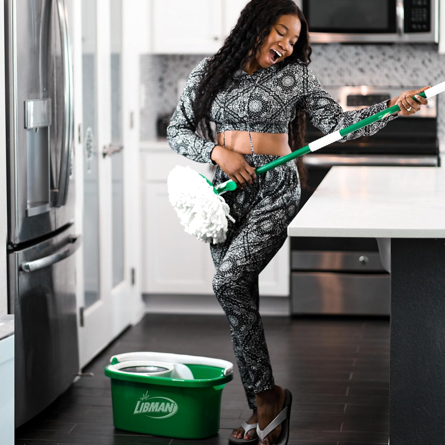 Libman Tornado Spin Mop System, Spinning Floor Mopping and Bucket with Wringer Set for Home, Hardwood, Laminate, Tile Cleaning, Includes 3 Machine Washable Replacement Head Refills (4 Total)7