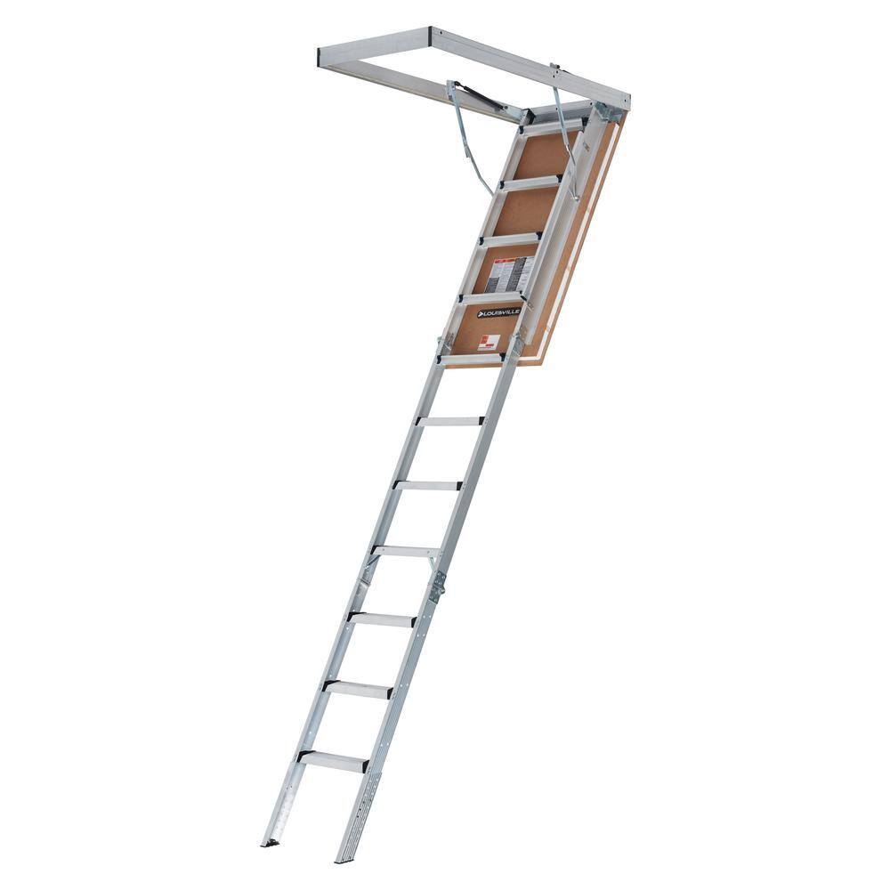 Louisville Ladder AH2240MG-R5 Energy Efficient 7 ft. 8 in. to 10 ft. 3 in., 22.5 in. x 54 in. Insulated Aluminum Attic Ladder, 375 lbs. Load Capacity Louisville Ladder AH2240MG-R5 Energy Efficient 7 ft. 8 in. to 10 ft. 3 in., 22.5 in. x 54 in. Insulated Aluminum Attic Ladder, 375 lbs. Load Capacity