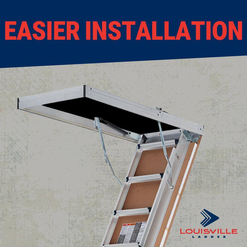Louisville Ladder AH2240MG-R5 Energy Efficient 7 ft. 8 in. to 10 ft. 3 in., 22.5 in. x 54 in. Insulated Aluminum Attic Ladder, 375 lbs. Load Capacity3