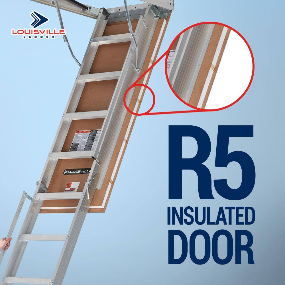 Louisville Ladder AL2540LG-R5 Energy Efficient 10 ft.- 12 ft., 25.5 in. x 63 in. Insulated Aluminum Attic Ladder with 375 lbs. Type IAA Load Capacity2