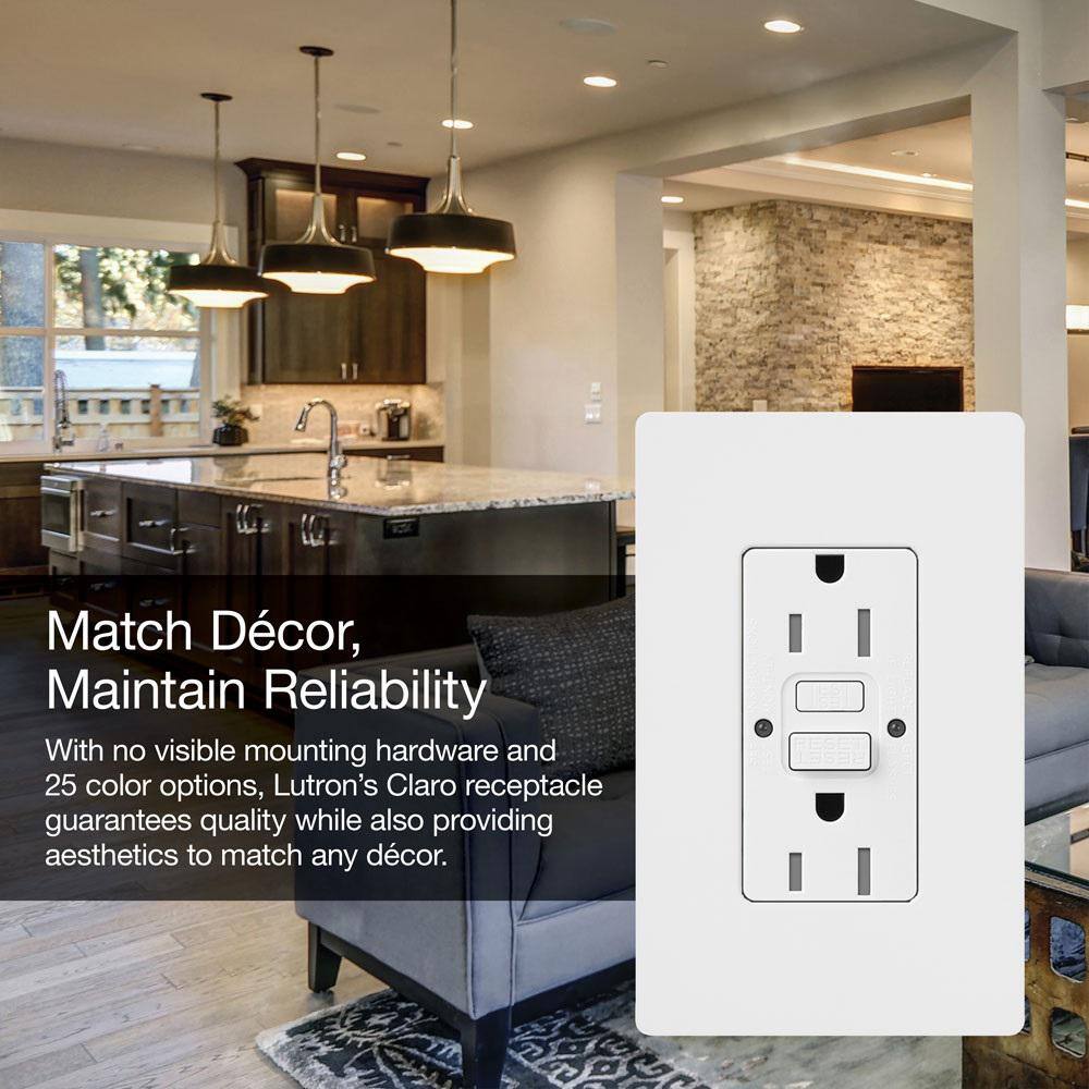 Lutron Claro 15-Amp Tamper Resistant Duplex Receptacle Outlet, Snow (SCR-15-GFST-SW)2