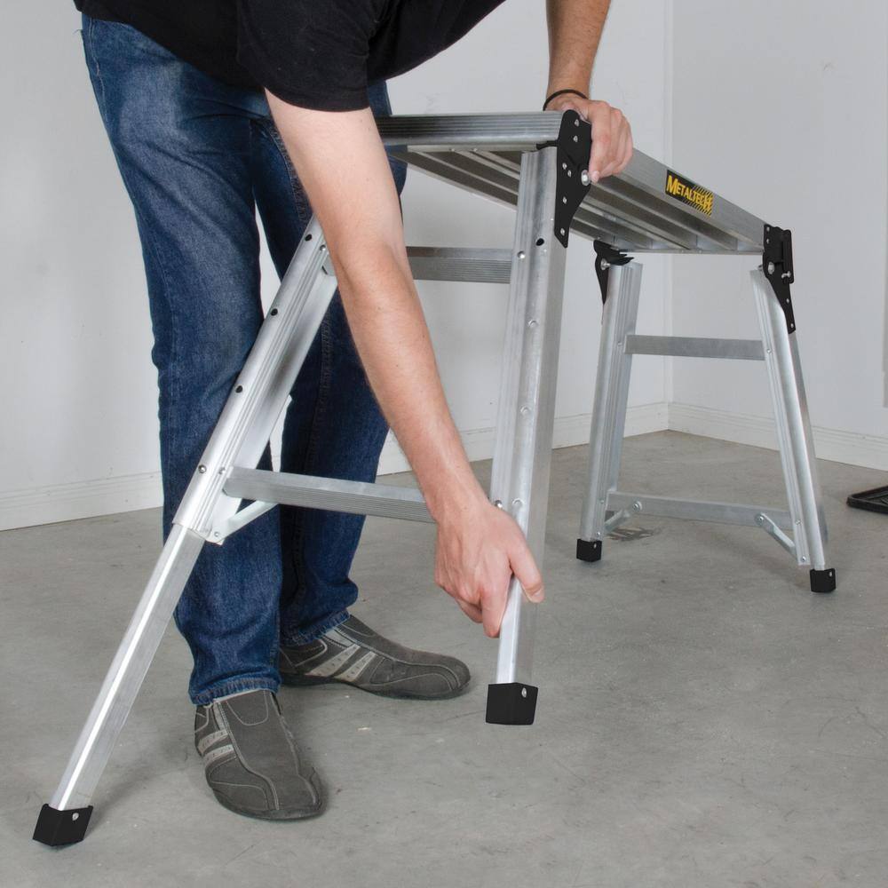 MetalTech E-PWP7101AL Jobsite Series 31 in. Adjustable Work Platform, Aluminum Step Stool for Adults and Portable Work Bench with Rubber Feet15