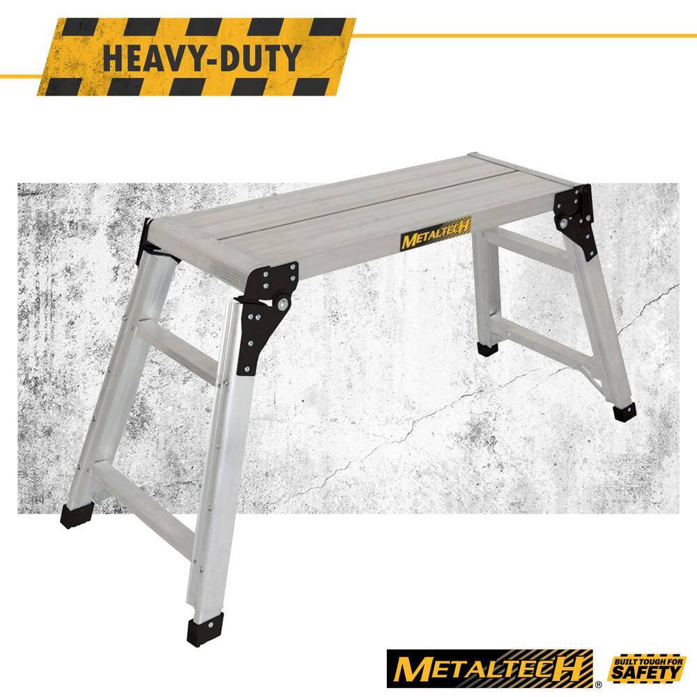 MetalTech E-PWP7101AL Jobsite Series 31 in. Adjustable Work Platform, Aluminum Step Stool for Adults and Portable Work Bench with Rubber Feet4