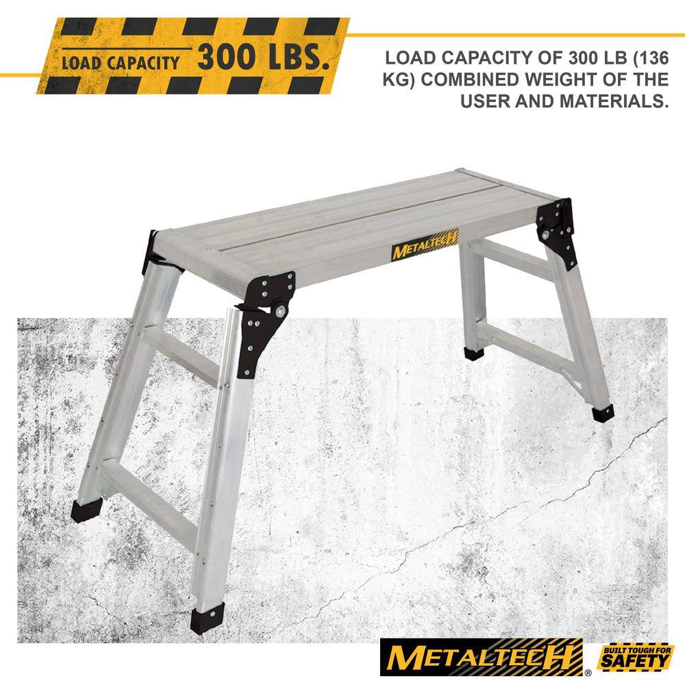 MetalTech E-PWP7101AL Jobsite Series 31 in. Adjustable Work Platform, Aluminum Step Stool for Adults and Portable Work Bench with Rubber Feet7