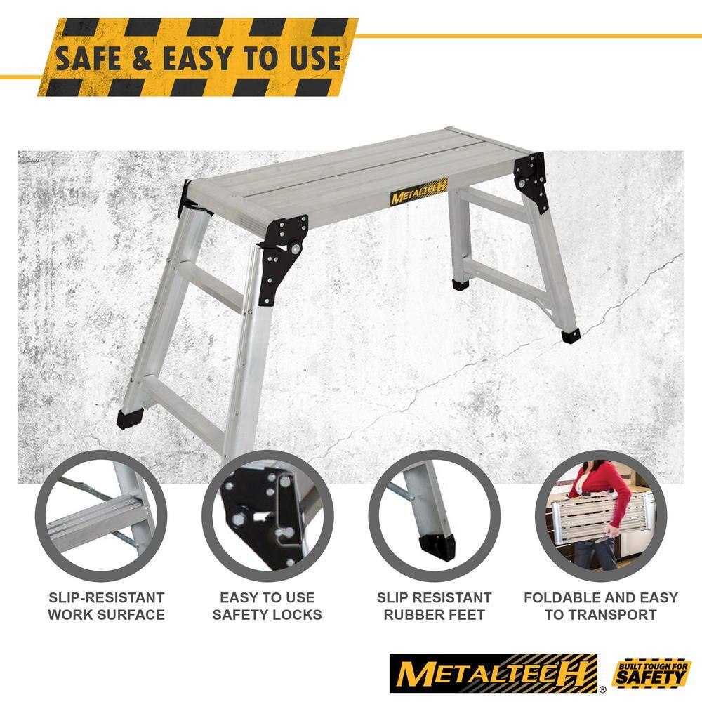 MetalTech E-PWP7101AL Jobsite Series 31 in. Adjustable Work Platform, Aluminum Step Stool for Adults and Portable Work Bench with Rubber Feet9