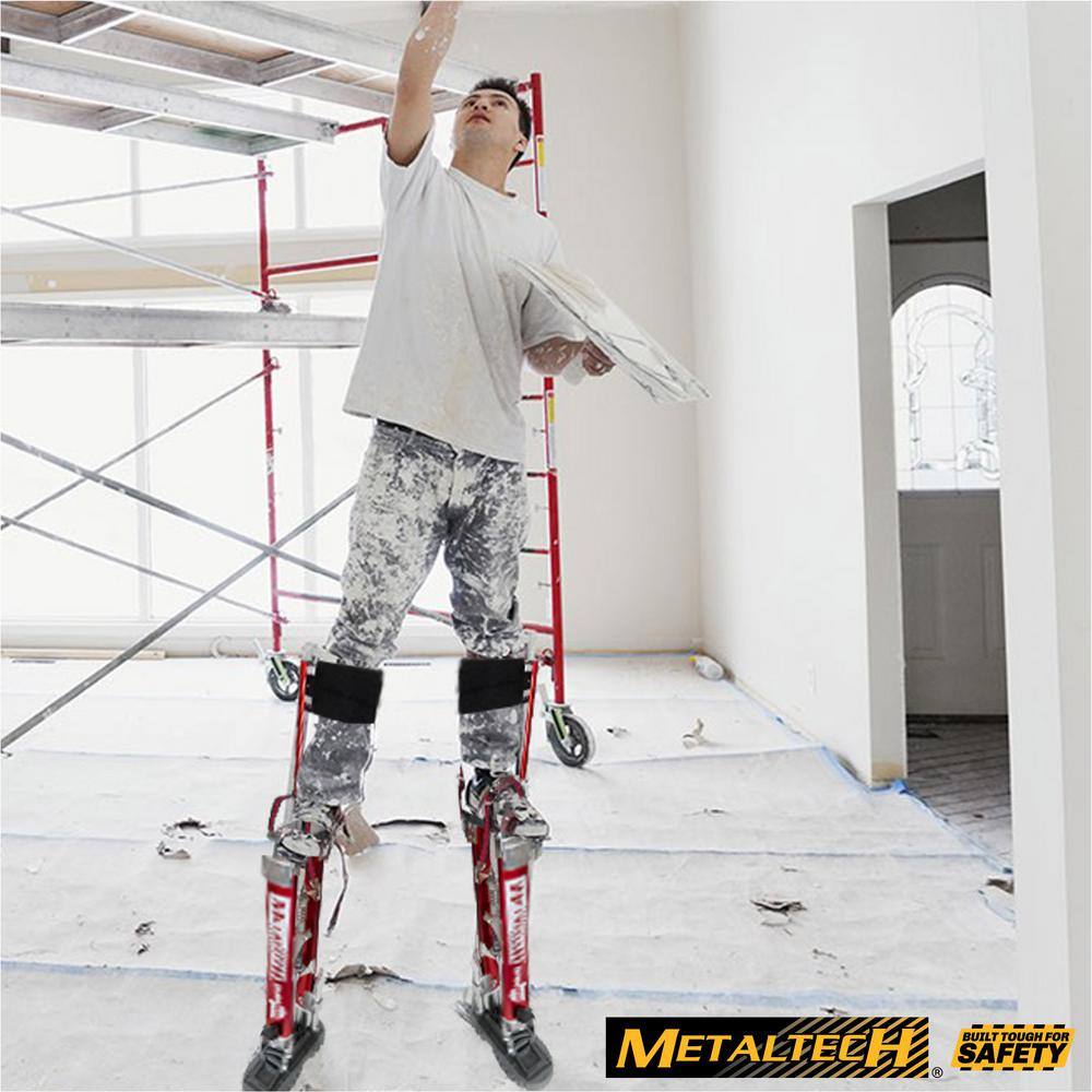 MetalTech I-BMDS1830 Buildman 18 in. to 30 in. Aluminum Adjustable Self-Locking Drywall Stilts with Anti-Fatigue Straps, 225 lbs. Capacity0