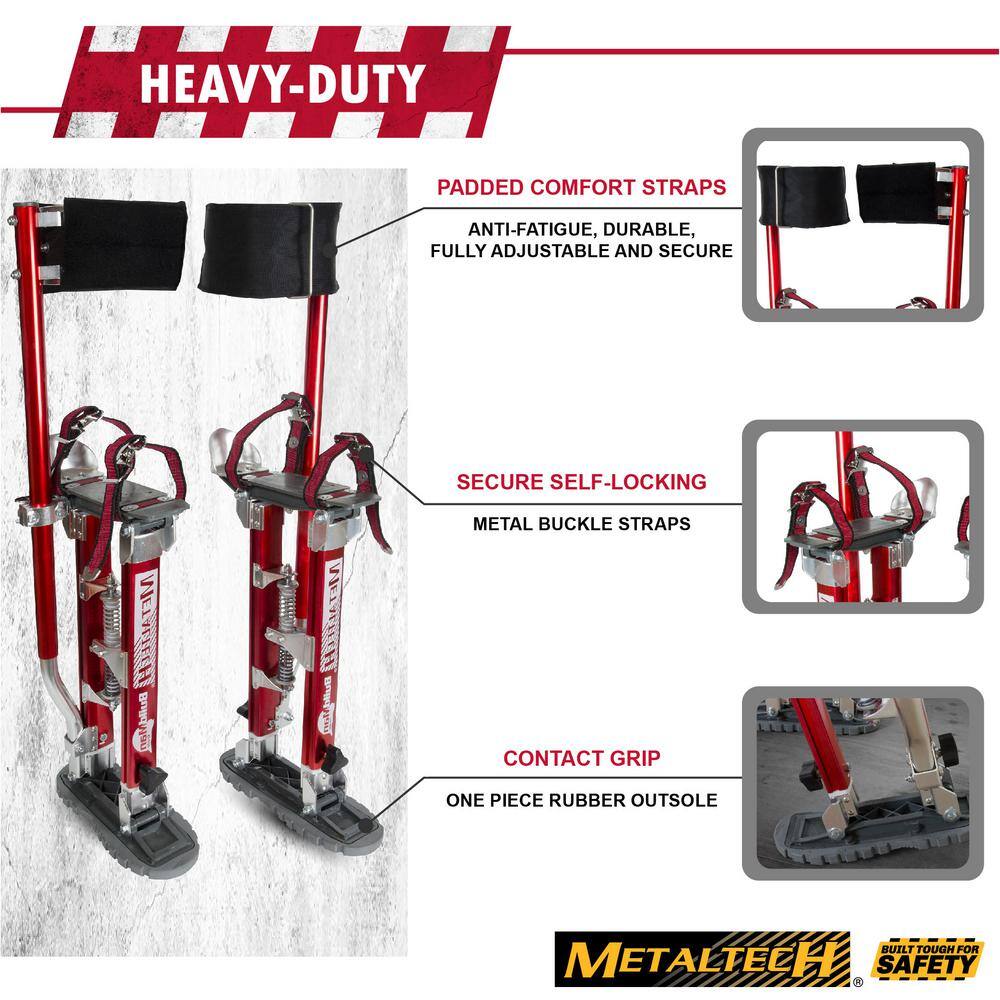 MetalTech I-BMDS1830 Buildman 18 in. to 30 in. Aluminum Adjustable Self-Locking Drywall Stilts with Anti-Fatigue Straps, 225 lbs. Capacity1