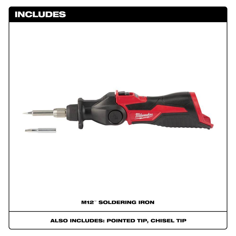 Milwaukee 2488-20-48-59-2420 M12 12-Volt Lithium-Ion Cordless Soldering Iron with Compact Battery Pack 2.0Ah and Charger Starter Kit1