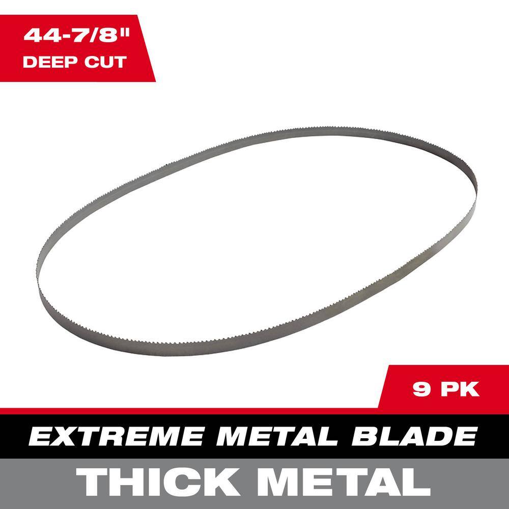 Milwaukee 44-7 8 in. 8 10 TPI Metal Deep Cut Extreme Band Saw Blade (9-Pack) For M18 FUEL Corded Milwaukee 44-7/8 in. 8/10 TPI Metal Deep Cut Extreme Band Saw Blade (9-Pack) For M18 FUEL/Corded