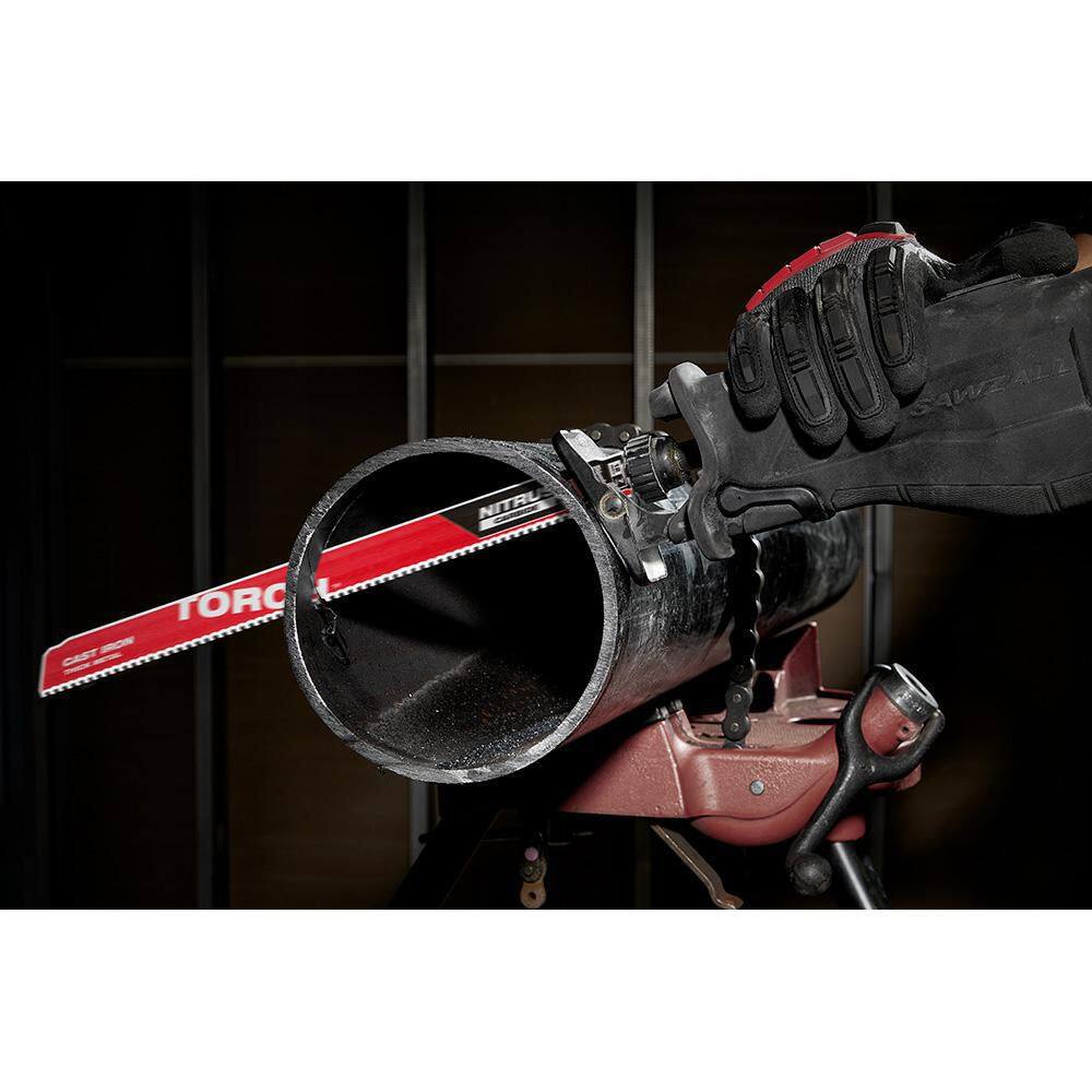 Milwaukee 48-00-5363 12 in. 8 TPI TORCH Nitrus Carbide Teeth Metal Cutting SAWZALL Reciprocating Saw Blade (3-Pack)12