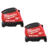 Milwaukee 48-22-1225-48-22-1225 25ft Wide Blade Tape Measure with 18 ft. Reach (2-Pack)