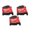 Milwaukee 48-22-1225X3 25ft Wide Blade Tape Measure with 18 ft. Reach (3-Pack)