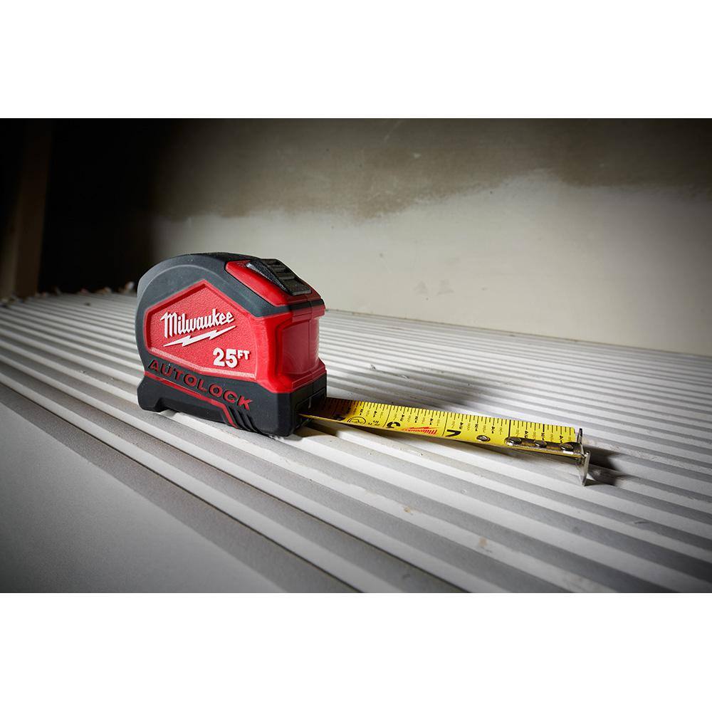 Milwaukee 48-22-6825-4X 25 ft. Compact Auto Lock Tape Measure (4-Pack)8