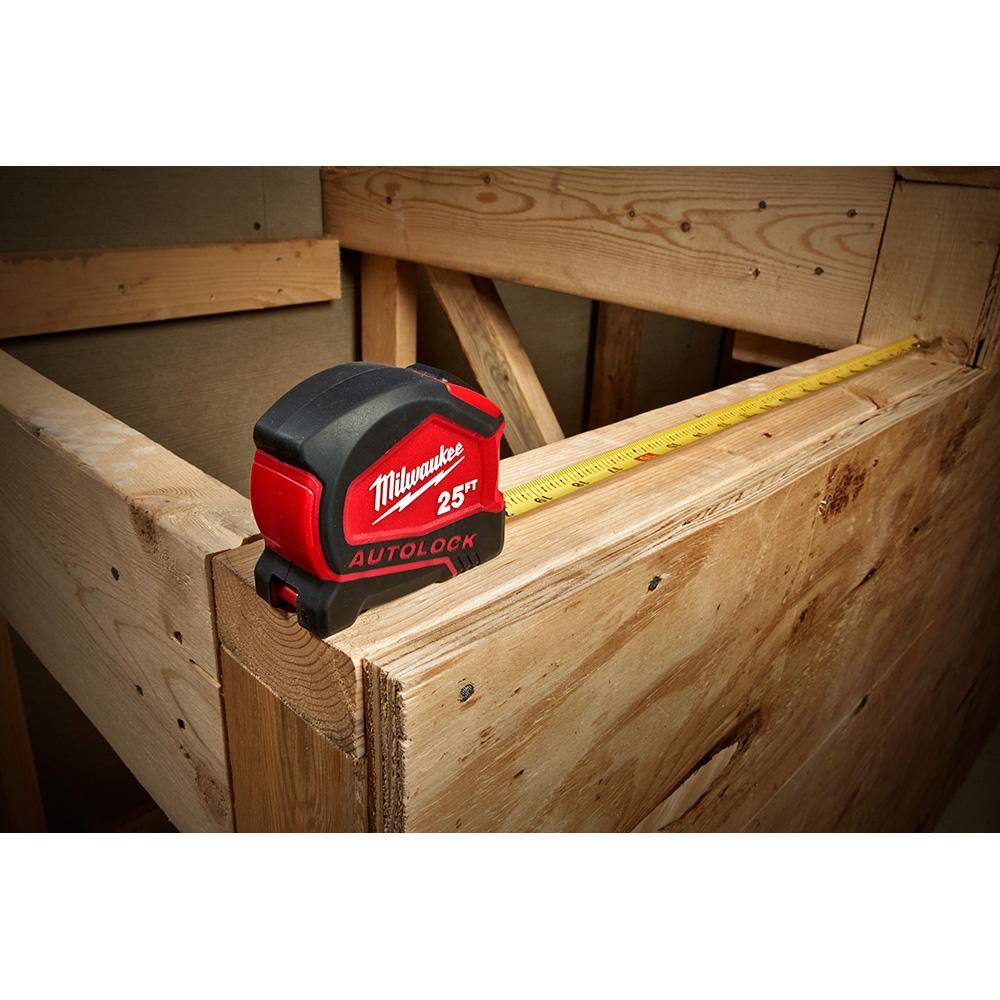 Milwaukee 48-22-6825-4X 25 ft. Compact Auto Lock Tape Measure (4-Pack)9