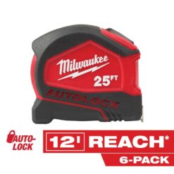 Milwaukee 48-22-6825-6X 25 ft. Compact Auto Lock Tape Measure (6-Pack)