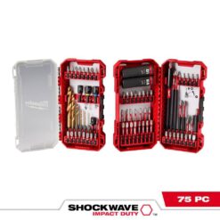 Milwaukee 48-32-4098 SHOCKWAVE Impact Duty Alloy Steel Drill, Drive and Fastening Bit Set with PACKOUT Accessory Case (75-Piece)