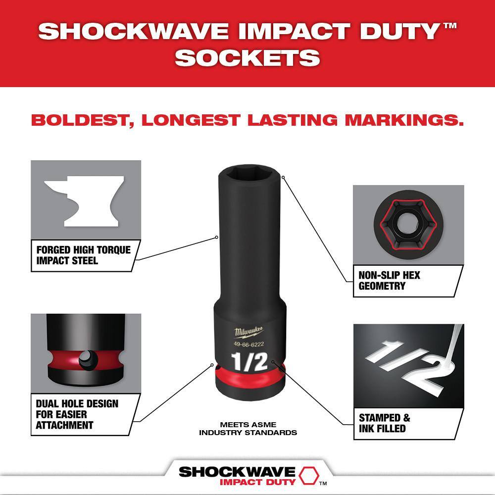 Milwaukee 48-32-5151-49-66-7009 SHOCKWAVE Impact Duty Alloy Steel Screw Driver Bit Set & 3 8 in. Drive Impact Socket Set (113-Piece)9