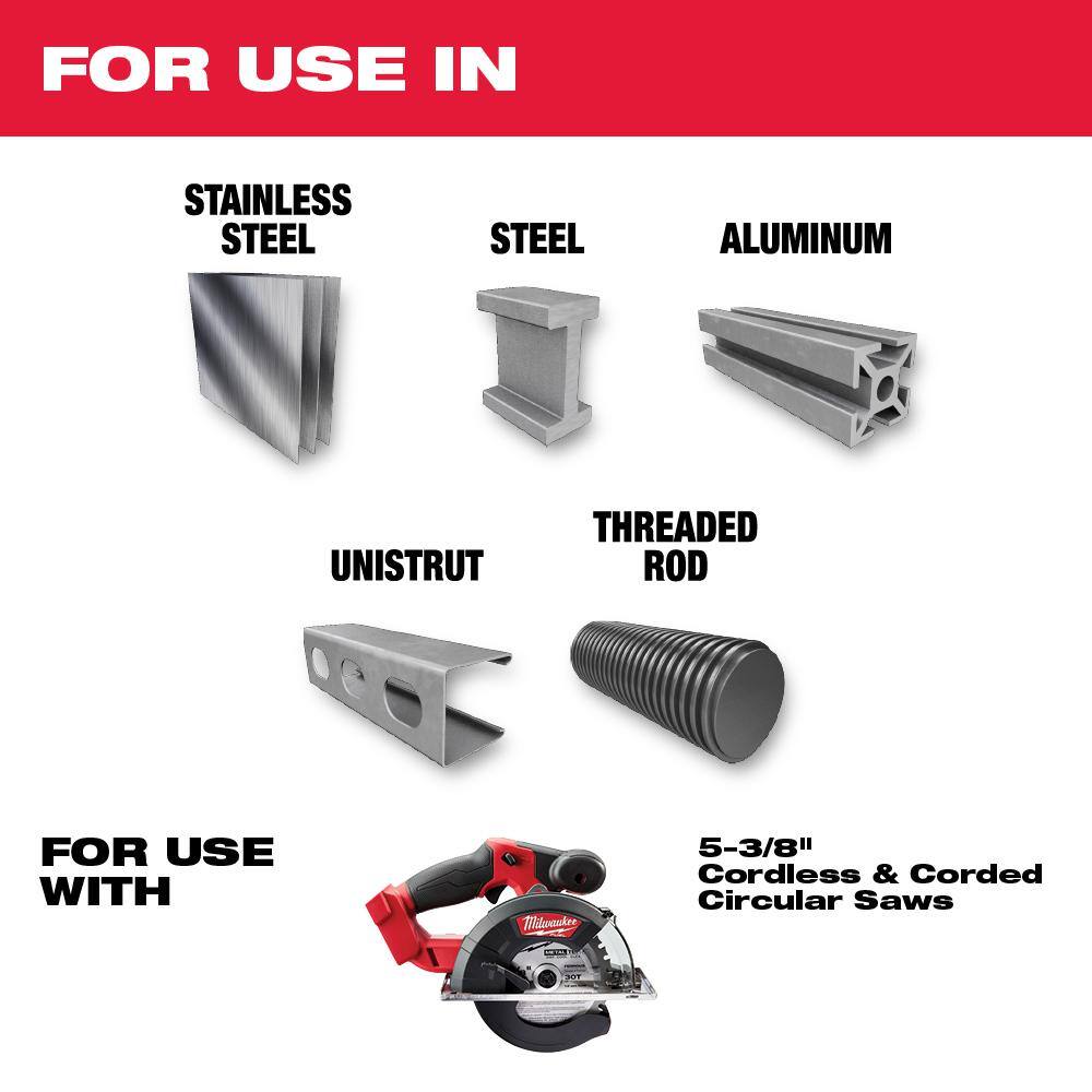 Milwaukee 48-40-4070-48-40-4070 5-3 8 in. x 30 Teeth Metal & Stainless Cutting Circular Saw Blade (2-Pack)2