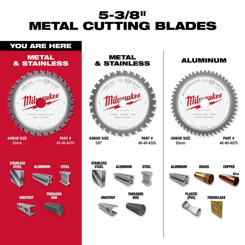Milwaukee 48-40-4070-48-40-4070 5-3 8 in. x 30 Teeth Metal & Stainless Cutting Circular Saw Blade (2-Pack)6