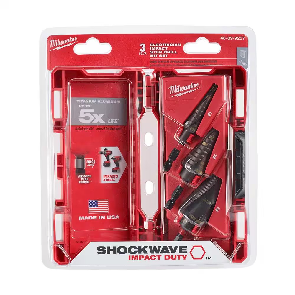 Milwaukee 48-89-9257 SHOCKWAVE Impact Duty Titanium Step Bit Kit (3-Piece)11_11zon