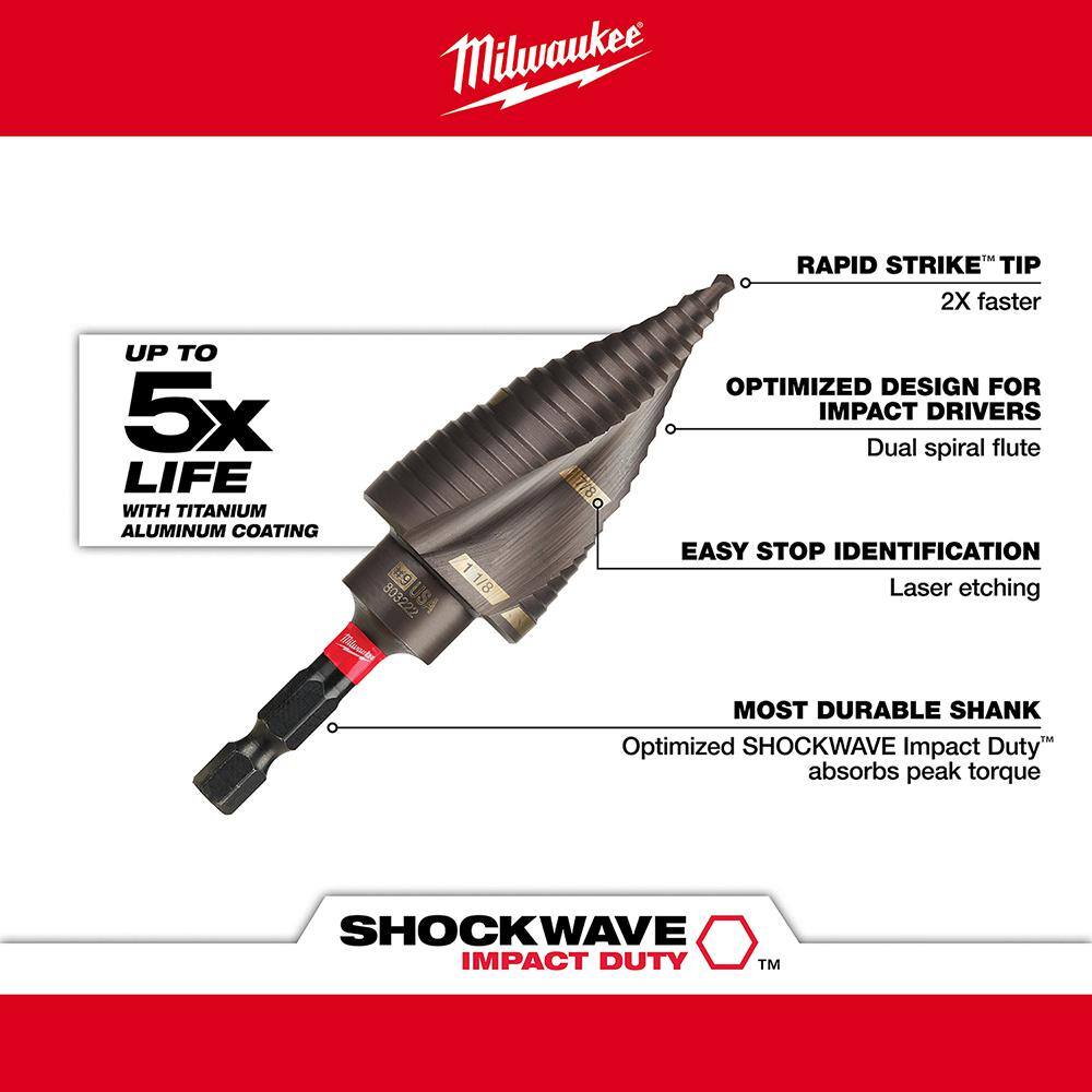 Milwaukee 48-89-9257 SHOCKWAVE Impact Duty Titanium Step Bit Kit (3-Piece)4