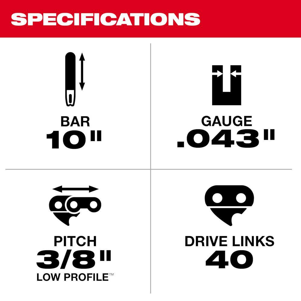Milwaukee 49-16-2723-49-16-2723 10 in. Saw Chain (2-Pack)4