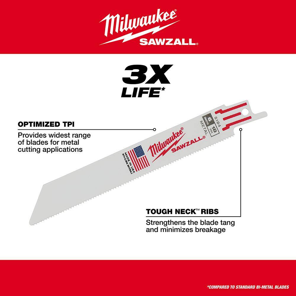 Milwaukee 49-22-1132 SAWZALL Nail-Embedded Wood and Metal Cutting Bi-Metal Reciprocating Saw Blade Set (32-Piece)11