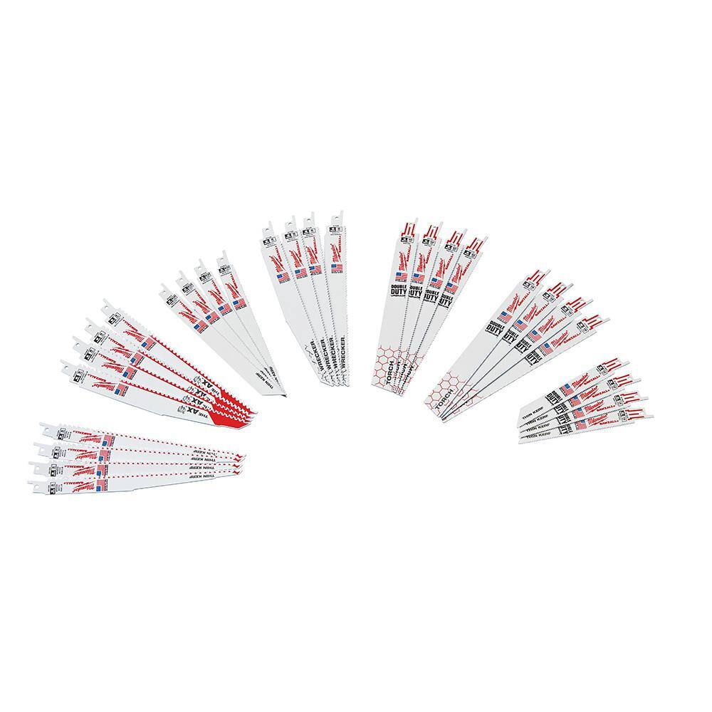 Milwaukee 49-22-1132 SAWZALL Nail-Embedded Wood and Metal Cutting Bi-Metal Reciprocating Saw Blade Set (32-Piece)18
