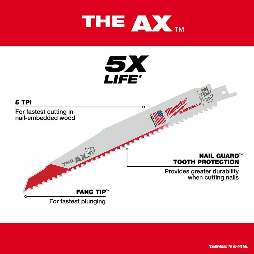 Milwaukee 49-22-1132 SAWZALL Nail-Embedded Wood and Metal Cutting Bi-Metal Reciprocating Saw Blade Set (32-Piece)5