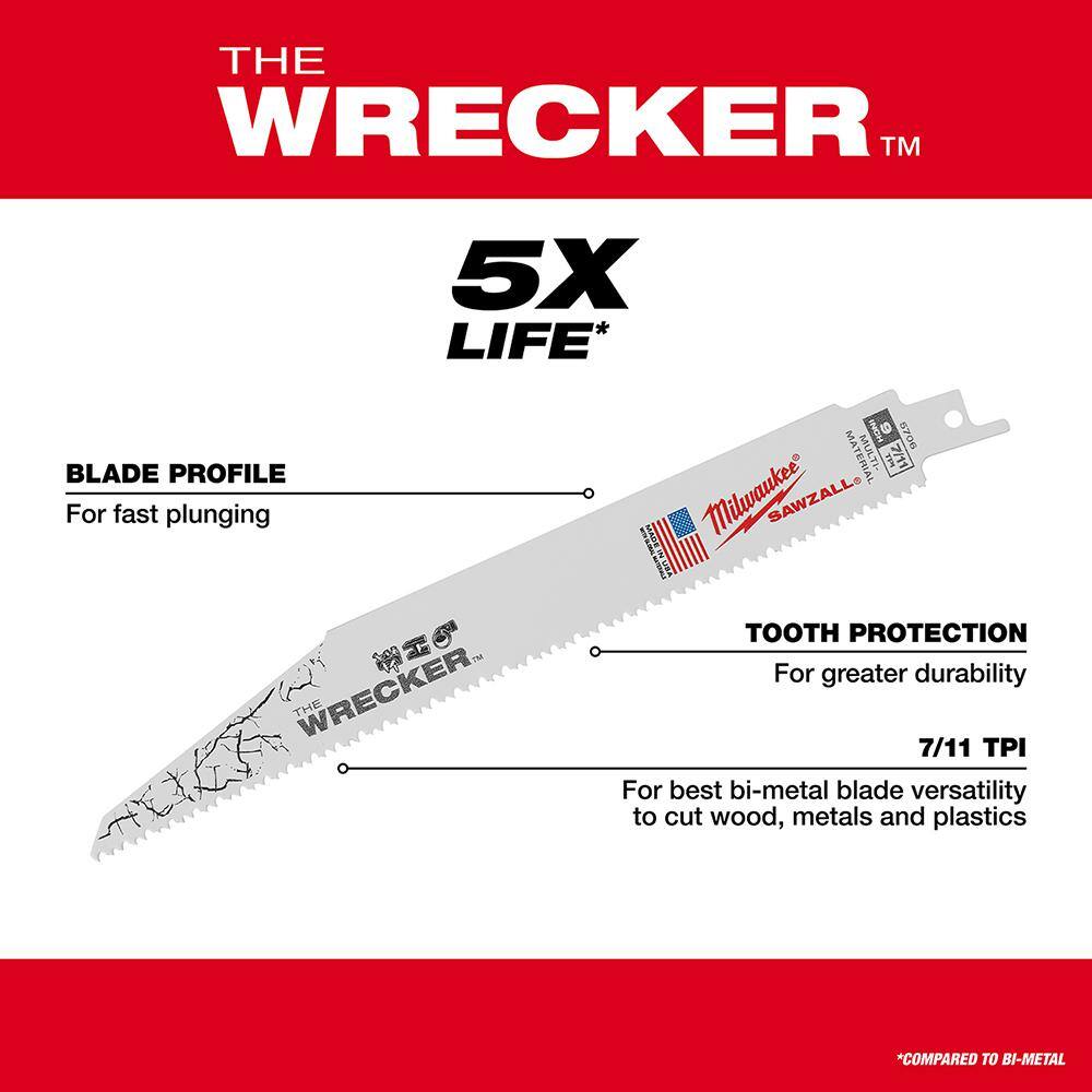 Milwaukee 49-22-1132 SAWZALL Nail-Embedded Wood and Metal Cutting Bi-Metal Reciprocating Saw Blade Set (32-Piece)7
