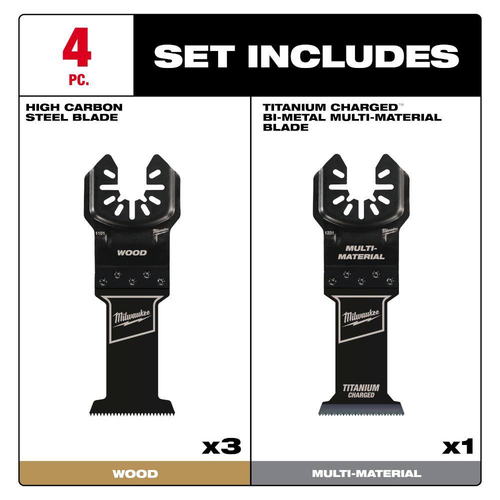 Milwaukee 49-25-1103W 1-3 8 in. Multi-Tool Oscillating Blade Set (4-Piece)3