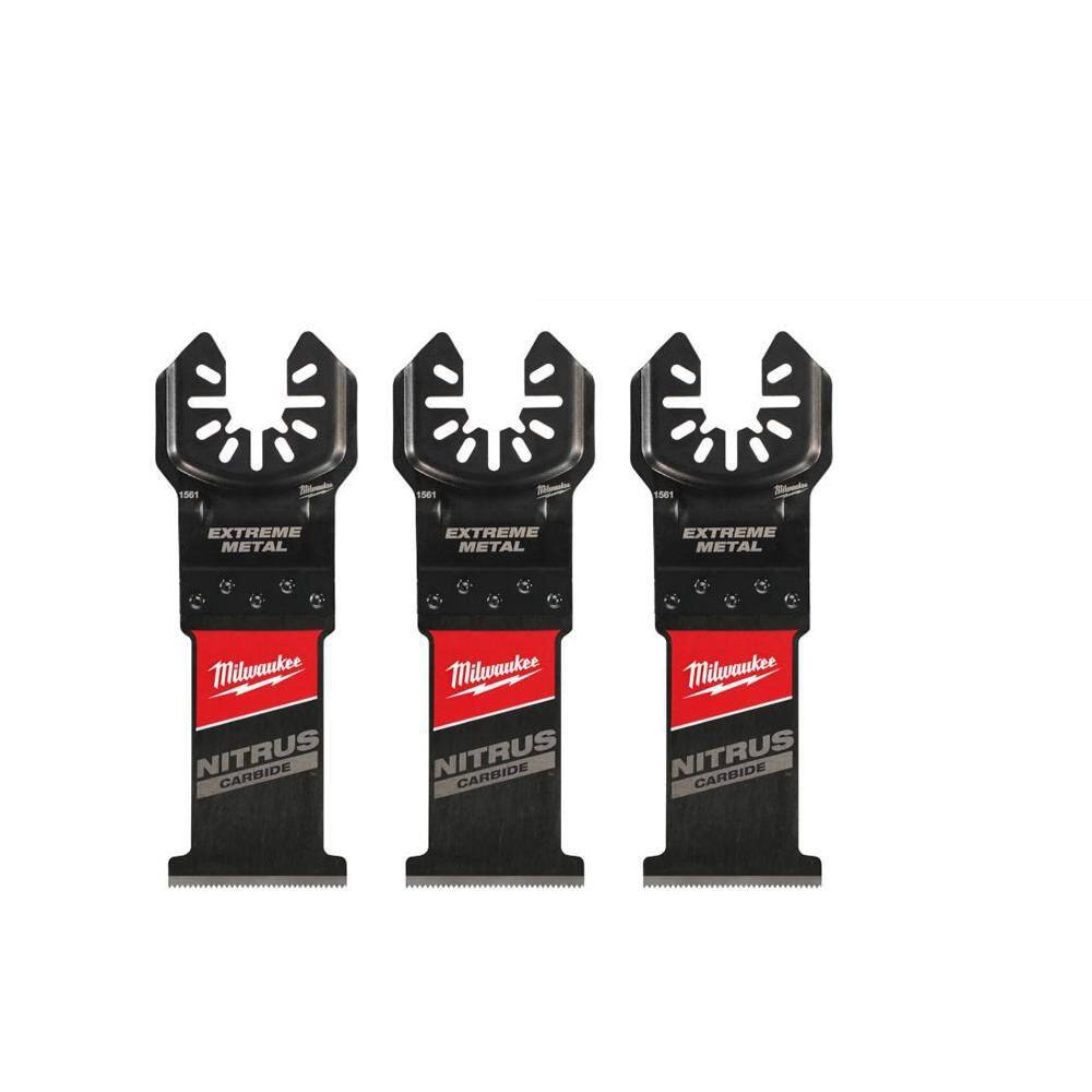Milwaukee 49-25-1563 1-3 8 in. Nitrus Carbide Universal Fit Extreme Metal Cutting Oscillating Multi-Tool Blade (3-Pack)