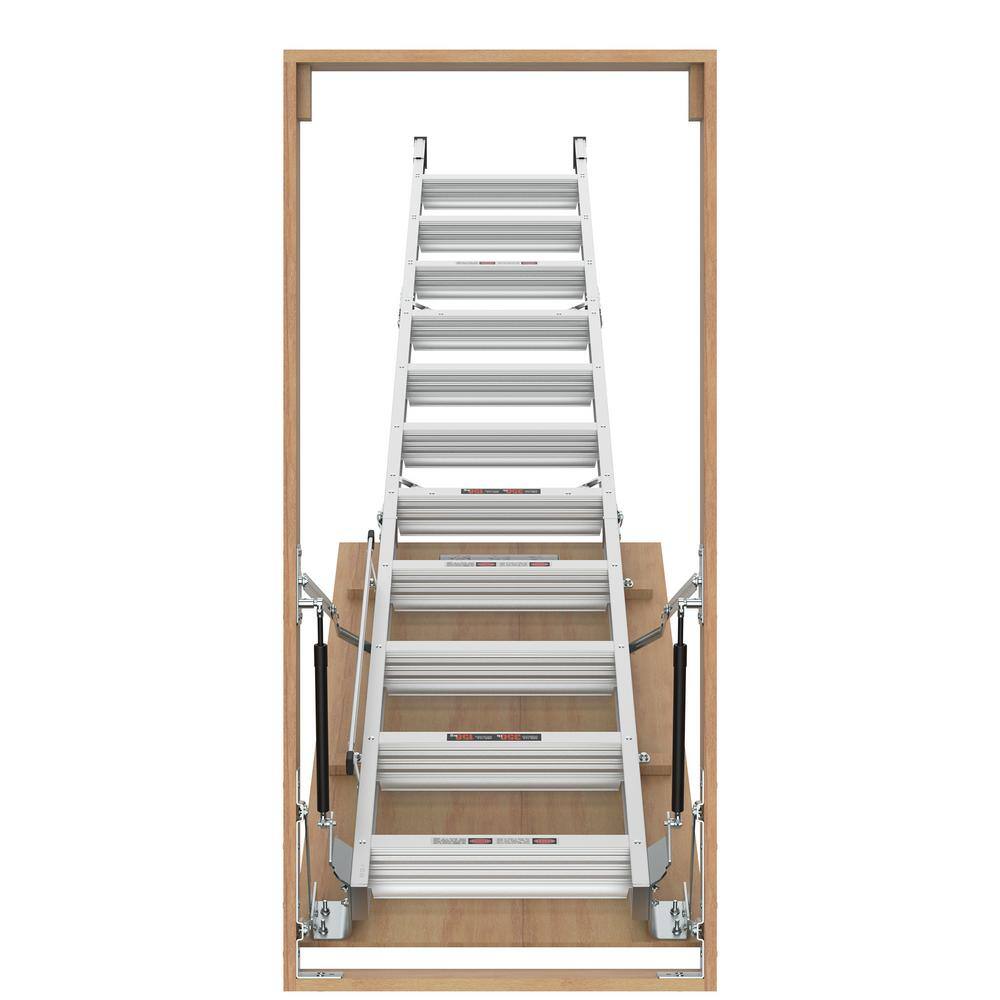Misopily SA1128B002-25 7 ft. 8 in.-10 ft. 3 in. Ceiling Height, 25 in. x 54 in. Aluminum Attic Ladder, 375 lbs. Load Capacity0